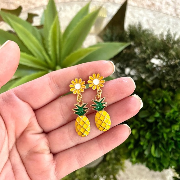 Floral Pineapple Earrings - Picture 2 of 4